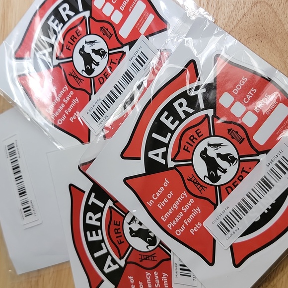 Fire Department Pet Alert Stickers Set of 2 Red Black New - Picture 4 of 6